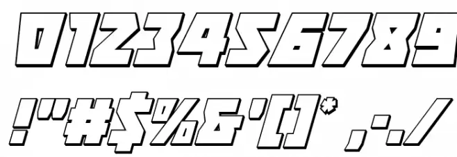 Halfshell Hero 3D Italic Font OTHER CHARS