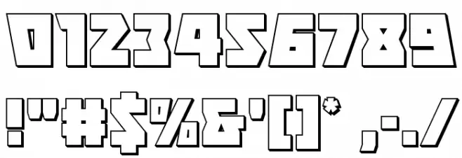 Halfshell Hero 3D Regular Font OTHER CHARS