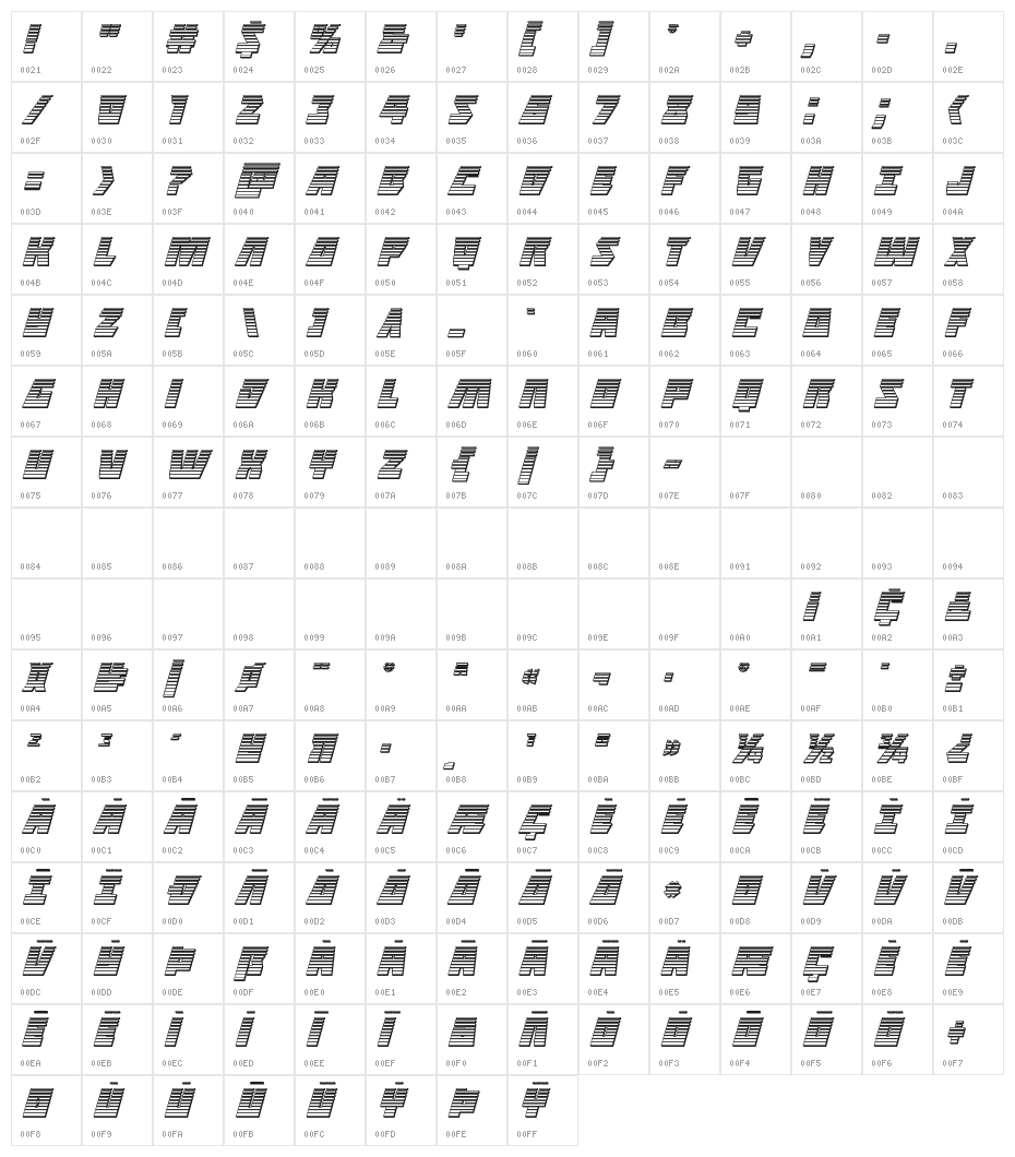Halfshell Hero Chrome Italic Character Map