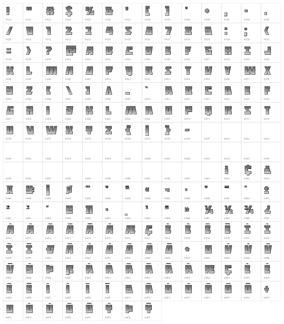 Halfshell Hero Chrome Regular Character Map
