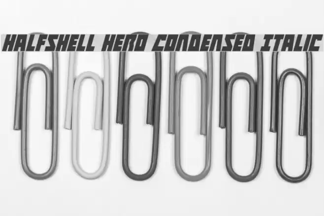 Halfshell Hero Condensed Italic Font examples