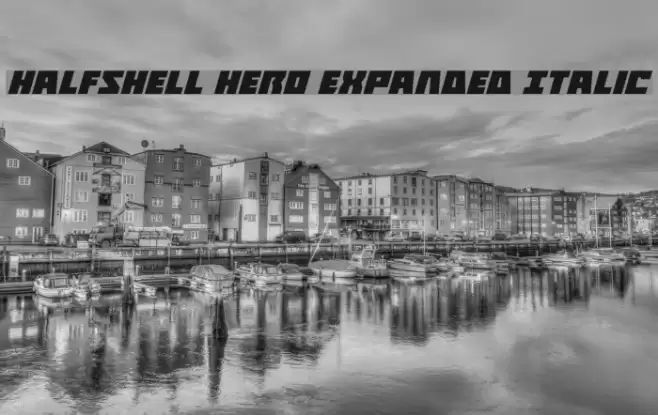 Halfshell Hero Expanded Italic Schriftart examples