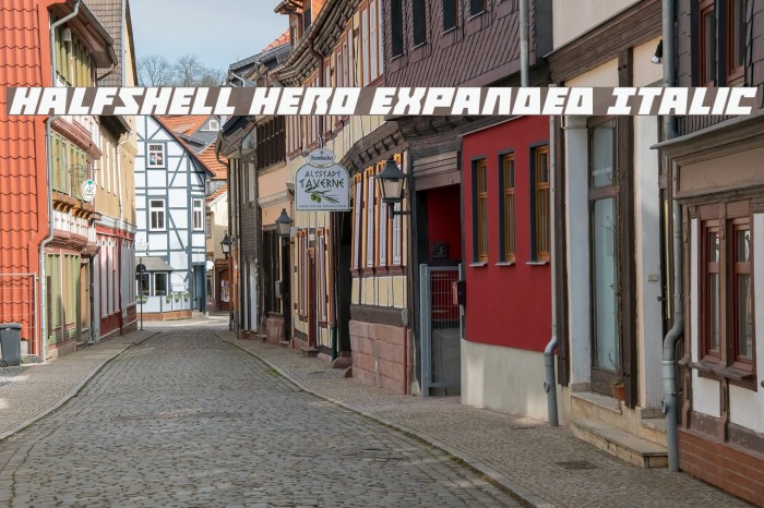 Halfshell Hero Expanded Italic Font examples