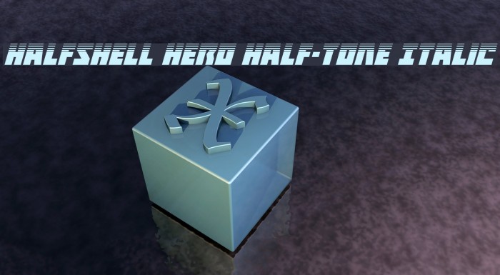Halfshell Hero Half-Tone Italic Font examples