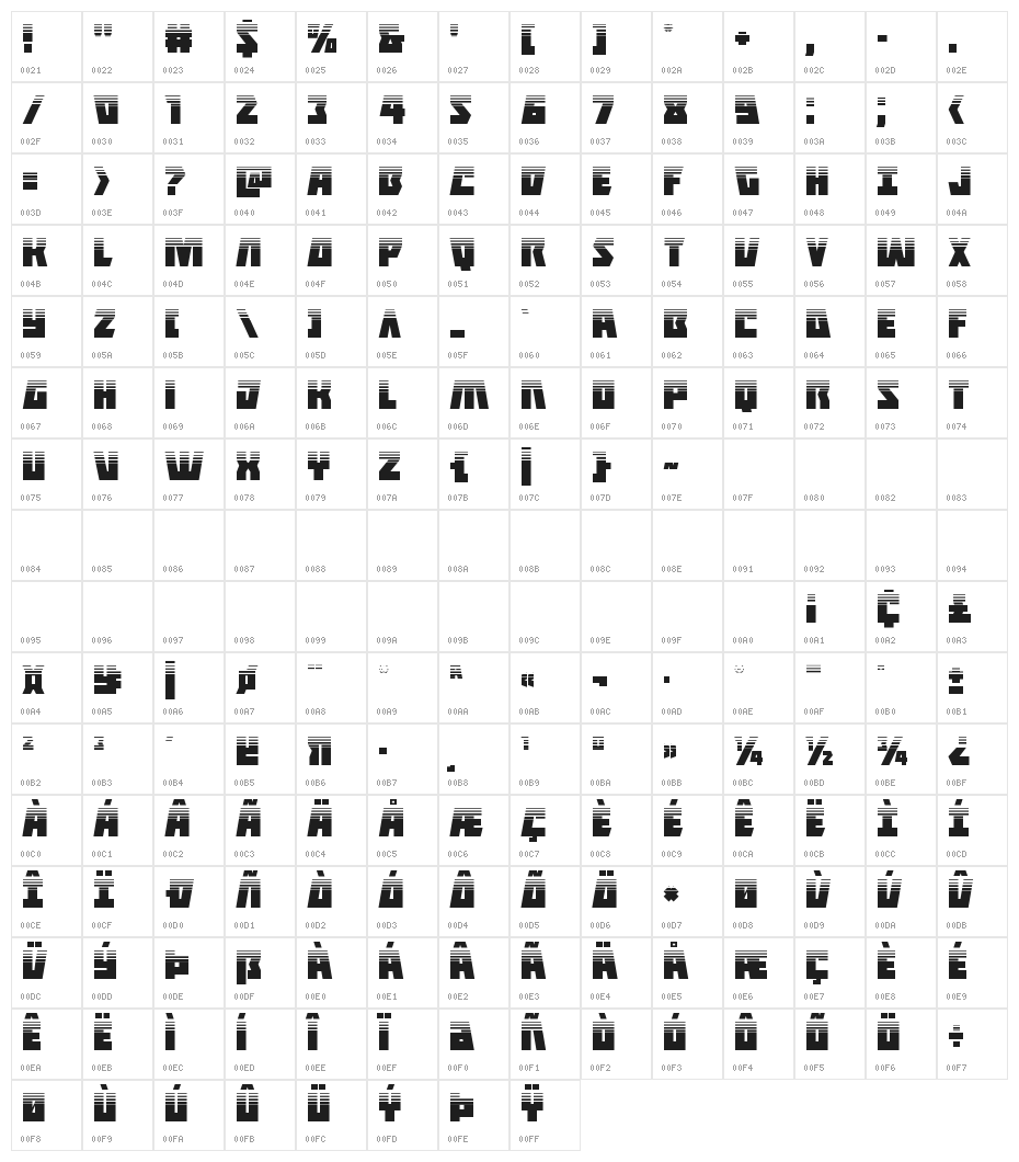 Halfshell Hero Half-Tone Regular Character Map