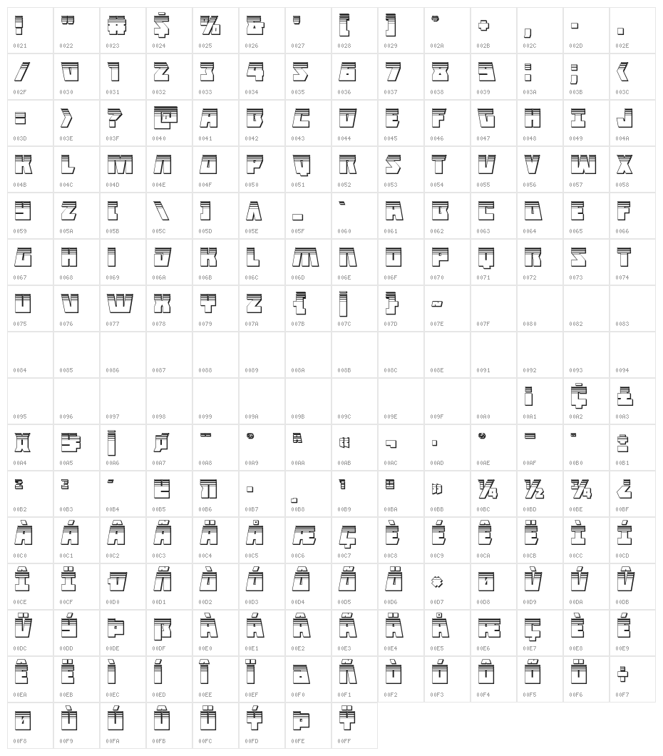 Halfshell Hero Platinum Regular Character Map