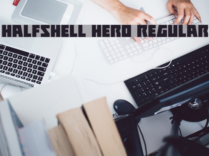Halfshell Hero Regular Schriftart examples