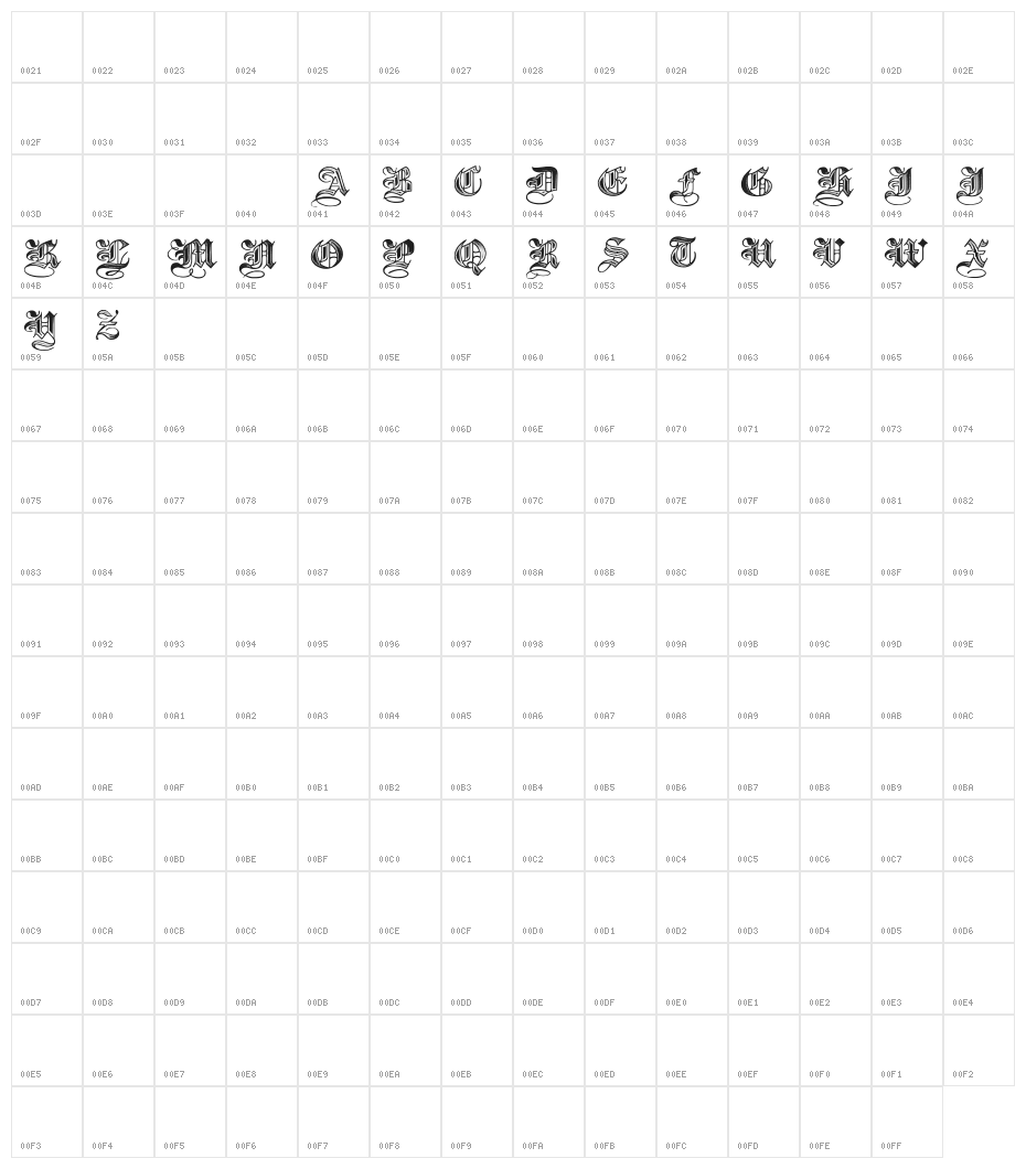 Halftone Black DemiBold Character Map