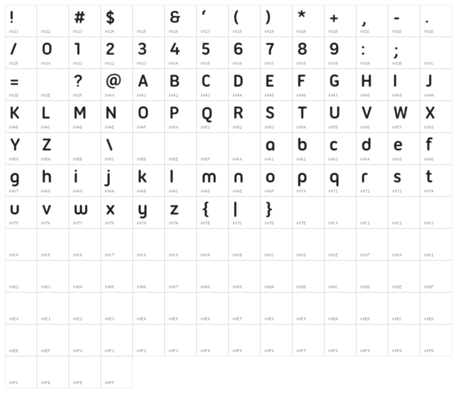 Halftone Font Bold Character Map