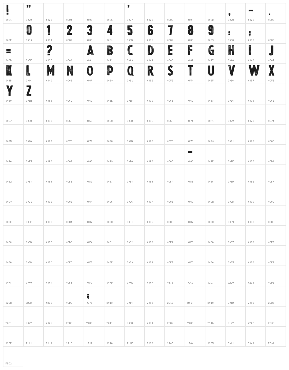 Halftoned Backup Character Map
