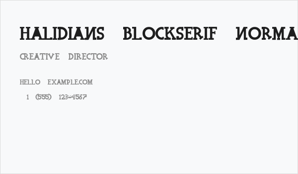 Halidians Blockserif Normal Business Card