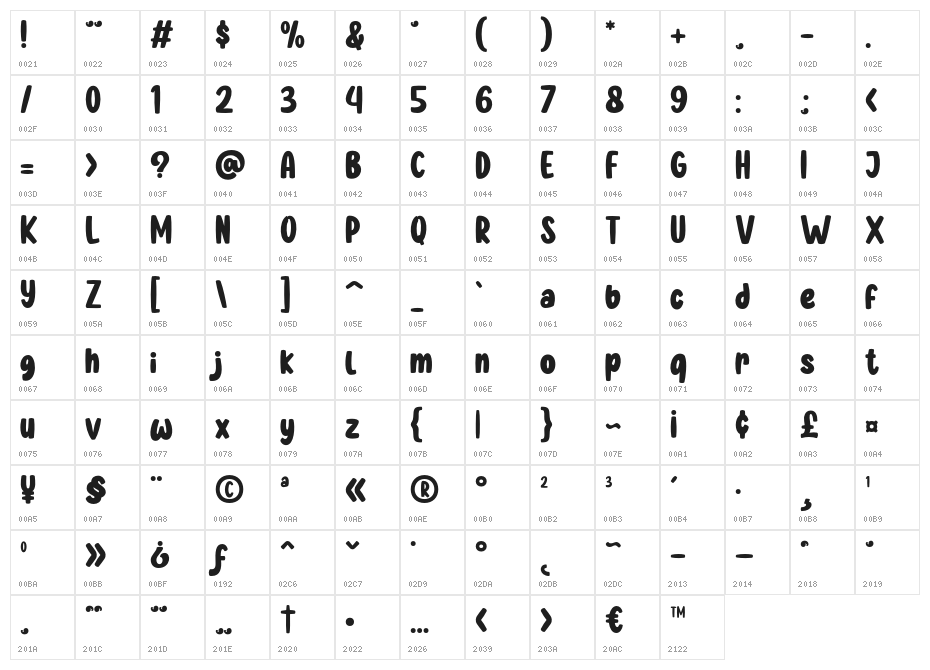 Halimount Regular Character Map