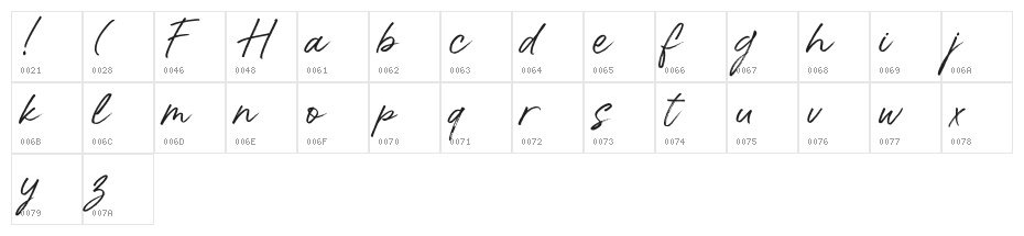 Hall Of Fun DEMO Regular Character Map