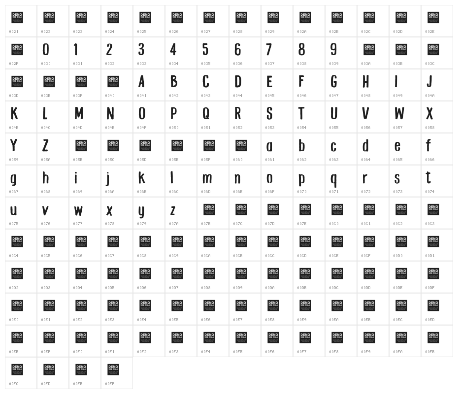 Hall Trash Character Map