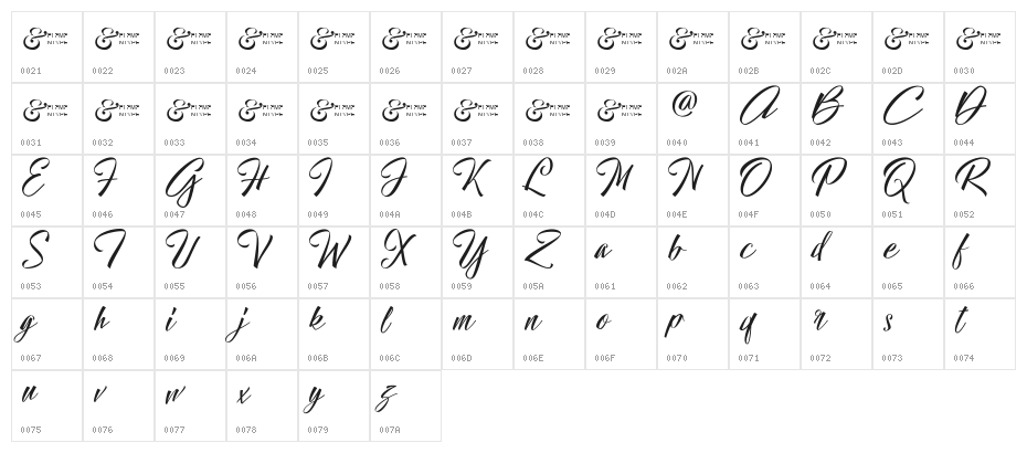 Hallelujah Character Map