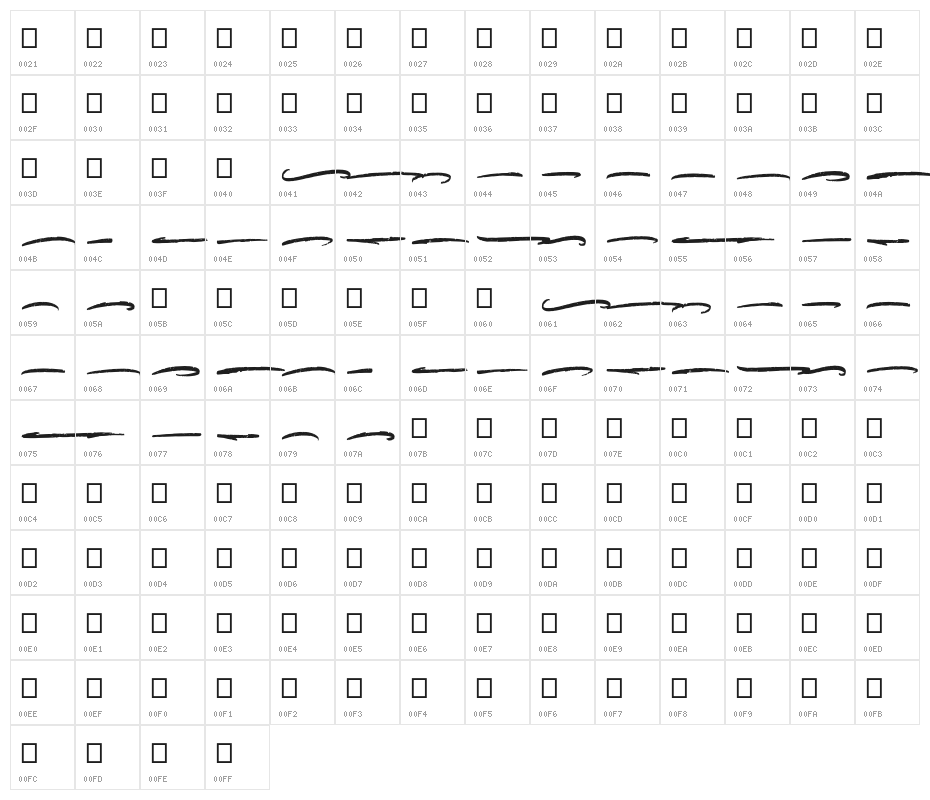 HallingtonSwash Character Map