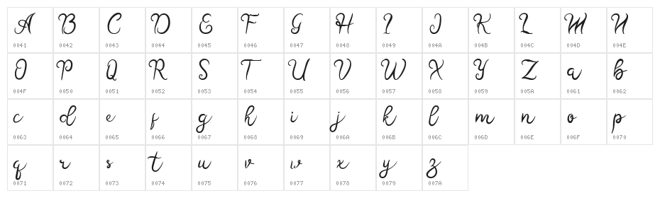 Hallo Betty Regular Character Map