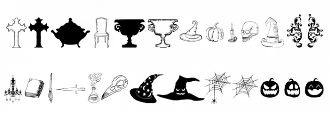 Halloween Dreams Doodles Шрифта ВЕРХНИЙ