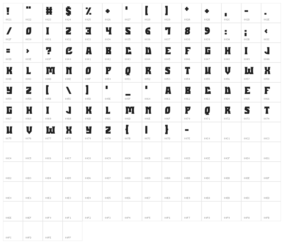 Halloween Hex Character Map