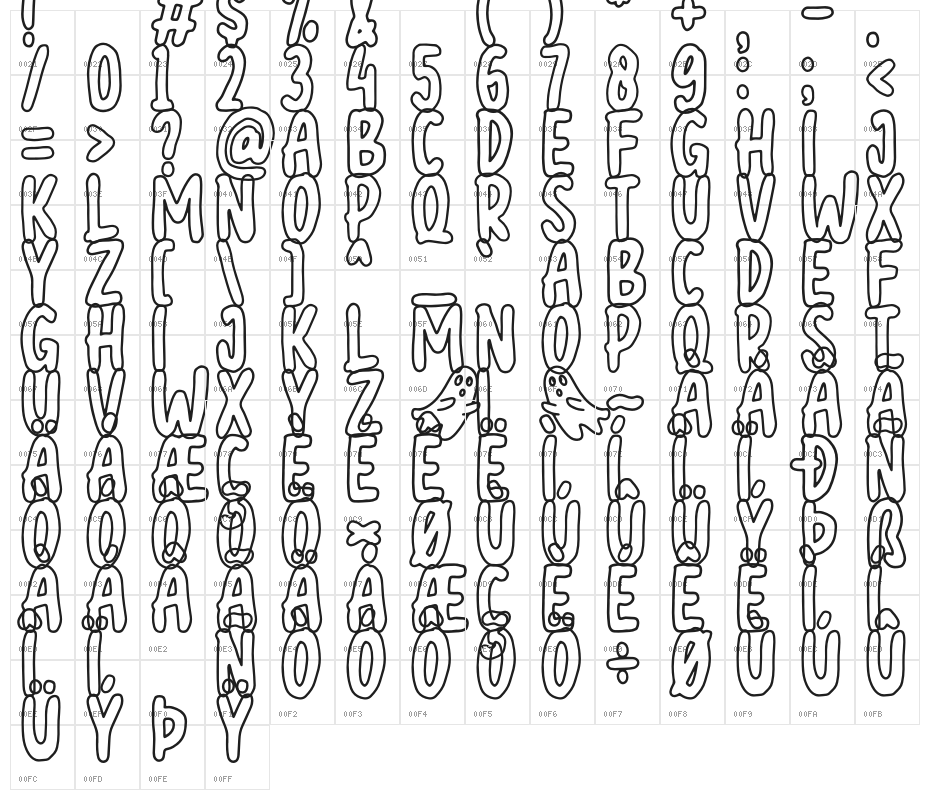 Halloween outline Character Map