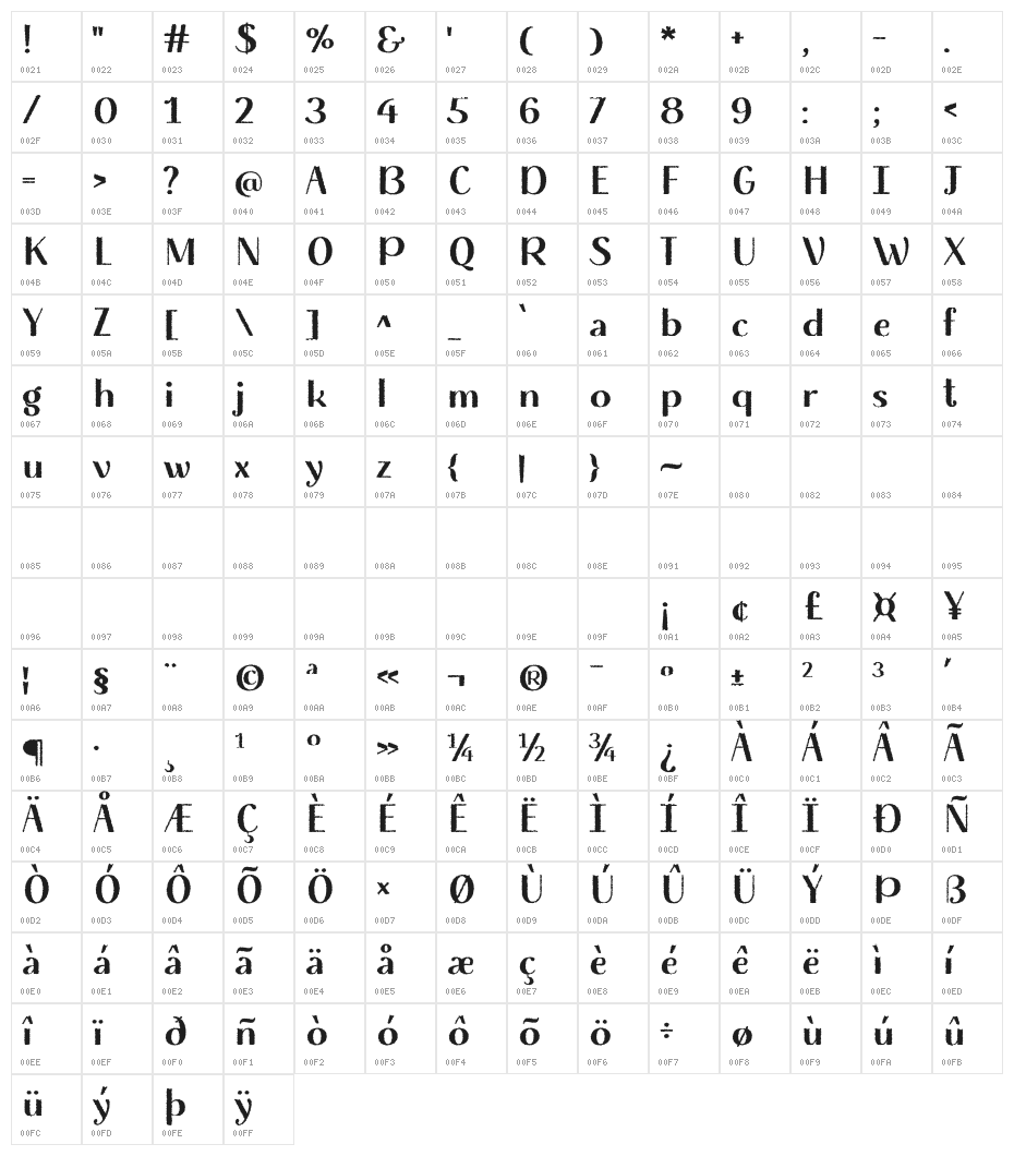 HalloweeninAutumnSans Character Map