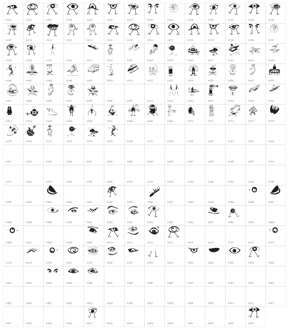 HalloweensUfos Character Map