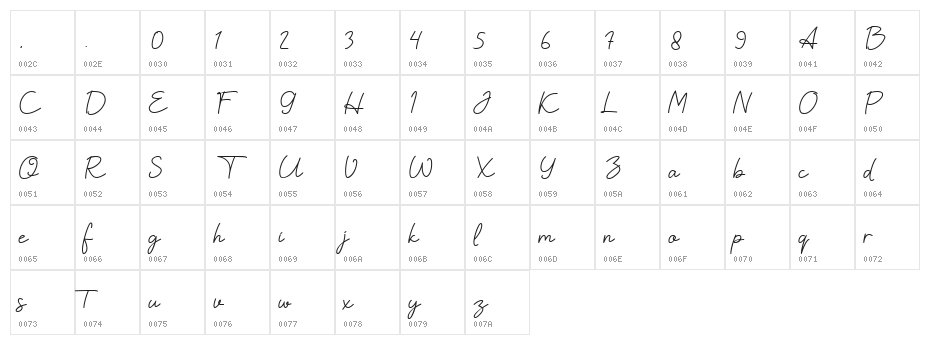 Hallysoon Regular Character Map