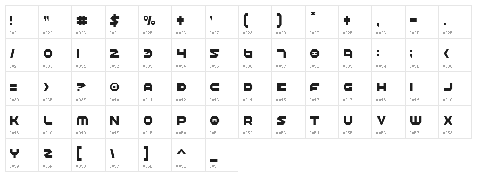 Halo Condensed Character Map