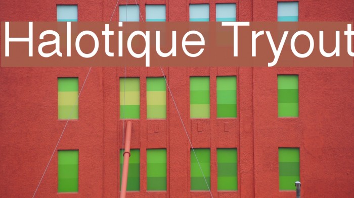 Halotique Tryout Шрифта examples