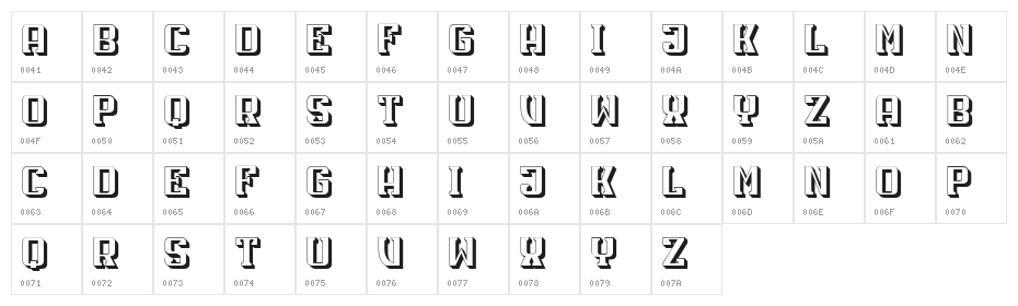 Hals Hollow Condensed Regular Character Map