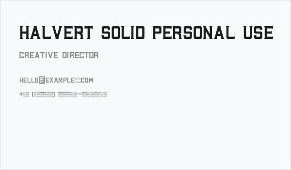 Halvert Solid Personal Use Business Card