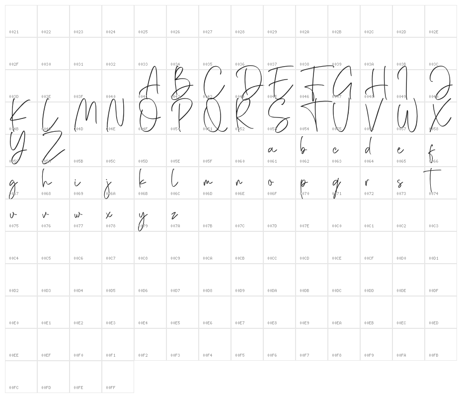 Hamellista Regular Hamellista Character Map