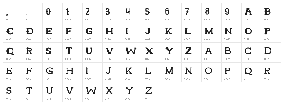 Hamer Regular Character Map