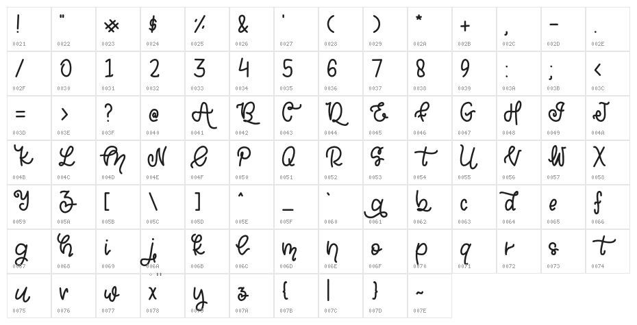 Hamidah-Regular Character Map