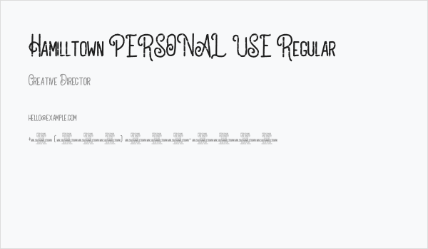 Hamilltown PERSONAL USE Regular Business Card