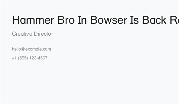 Hammer Bro In Bowser Is Back Regular Business Card