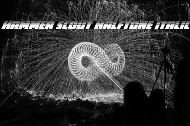 Hammer Scout Halftone Italic Font examples