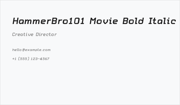 HammerBro101 Movie Bold Italic Regular Business Card