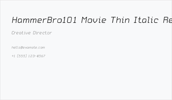 HammerBro101 Movie Thin Italic Regular Business Card