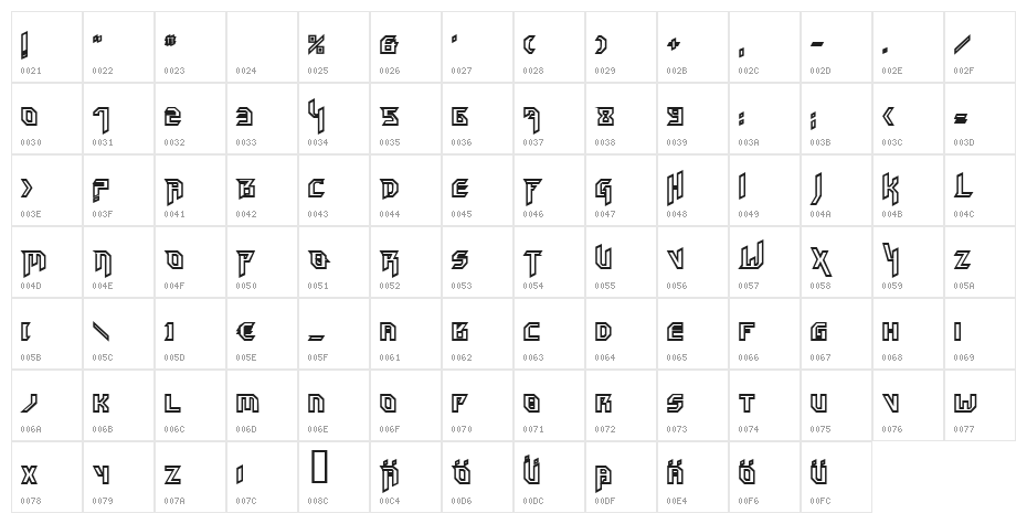 HammerheadOutline Character Map
