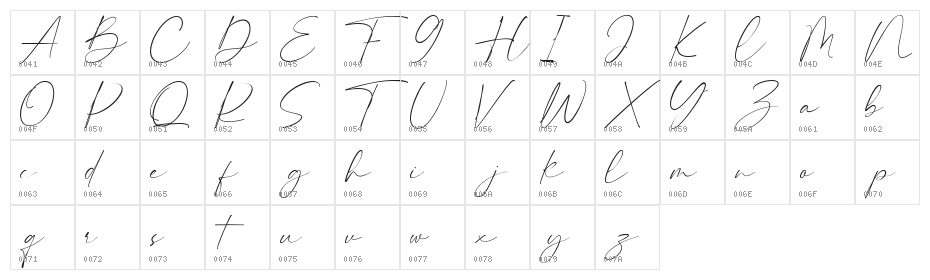 Hammington Free Regular Character Map