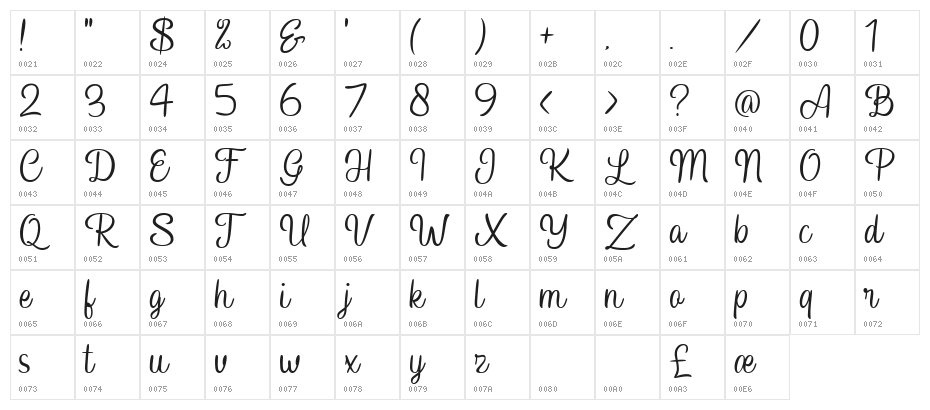 Hampshire Free Personal Regular Character Map
