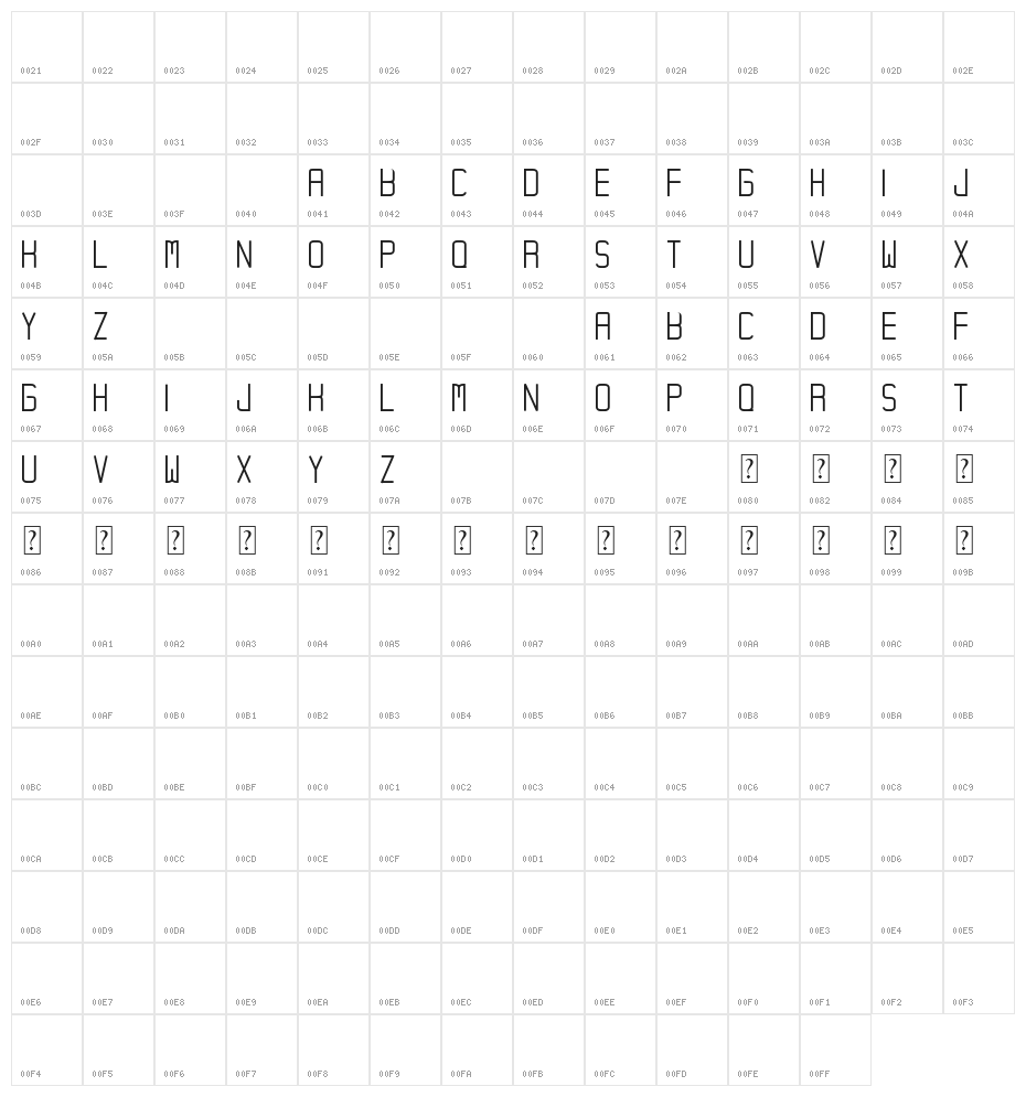 Hampura Character Map