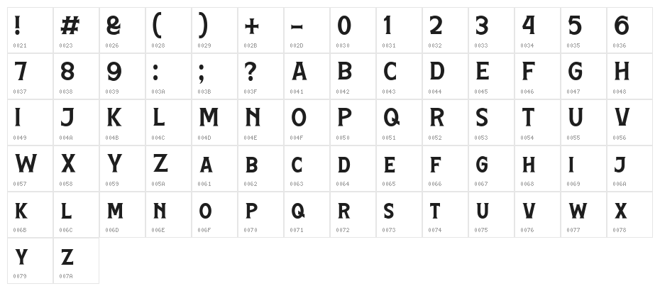 Hamston Regular Character Map