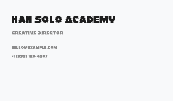 Han Solo Academy Business Card