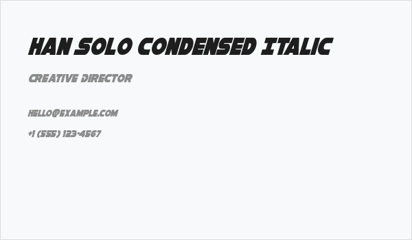Han Solo Condensed Italic Business Card