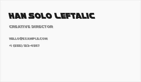 Han Solo Leftalic Business Card