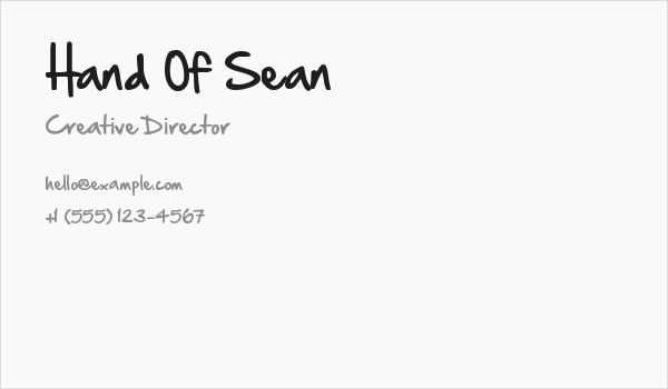Hand Of Sean Business Card