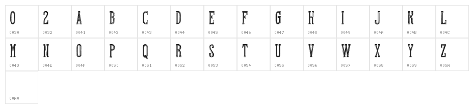 Hand Shop Typography A20_demo Character Map