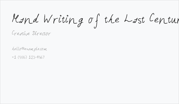 Hand Writing of the Last Century Business Card